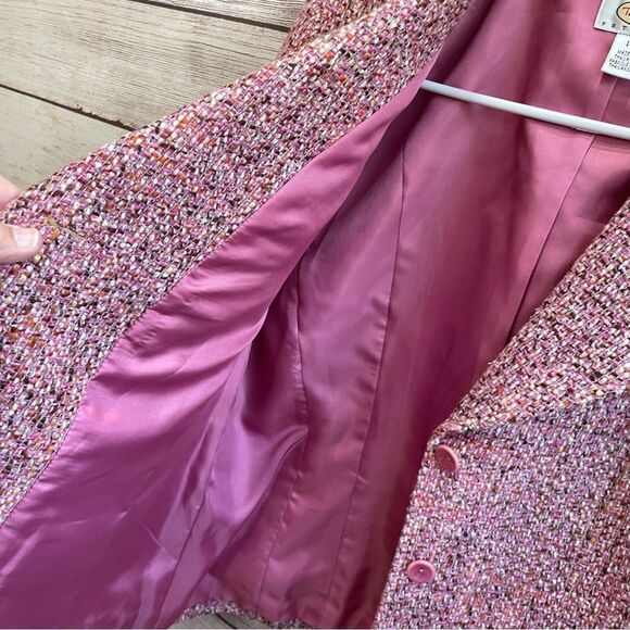 VINTAGE TALBOTS WOOL BLEND BLAZER IN PINK TEXTURED TWEED - Picture 6 of 6